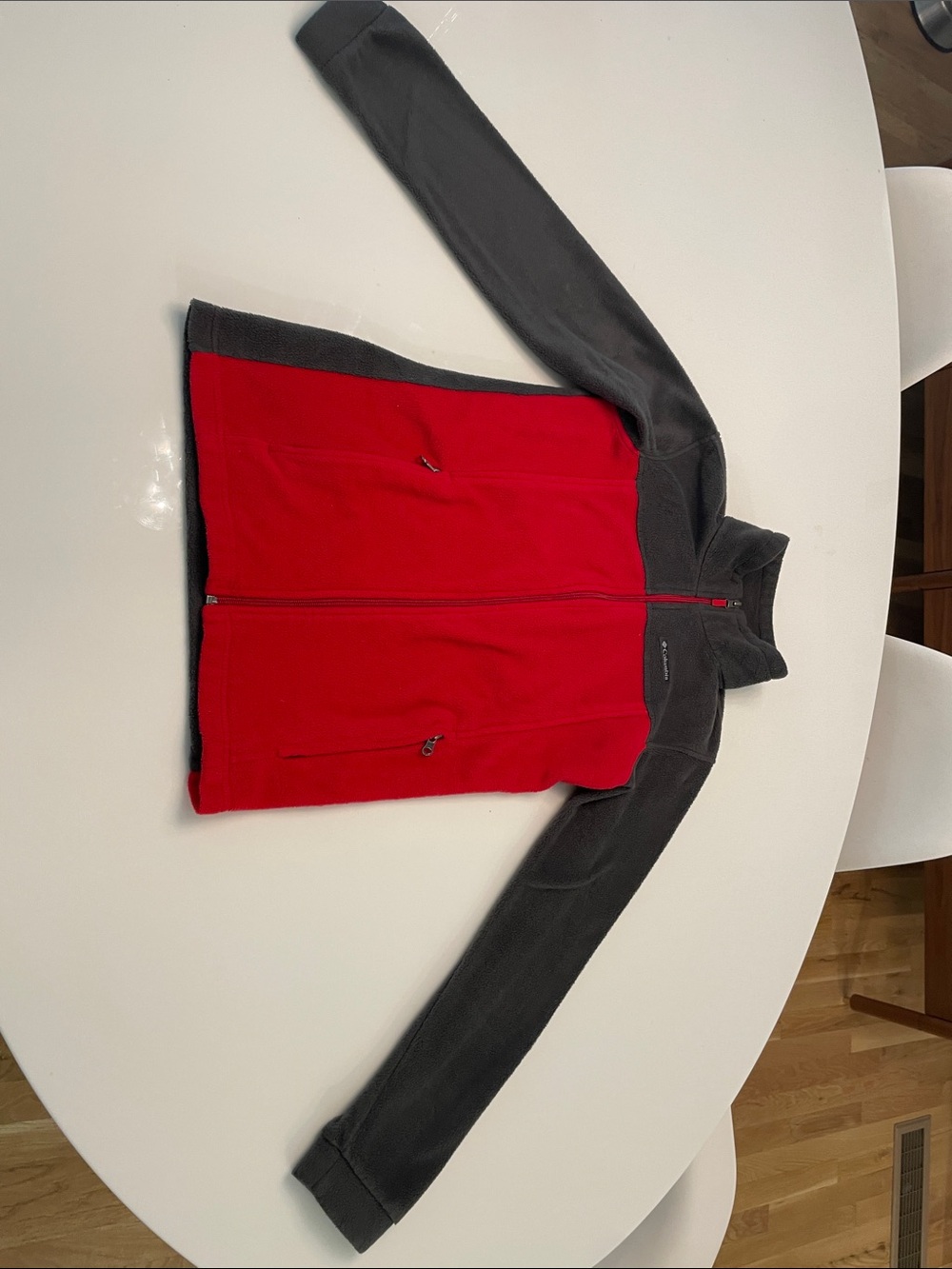 Columbia Kids Red and Gray Zip-Up Fleece Jacket